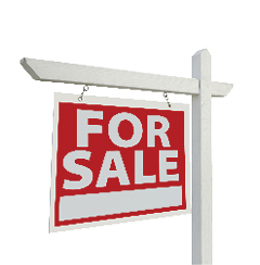 For Sale Real Estate Sign Isolated on a White Background with Clipping Paths - Facing Left.